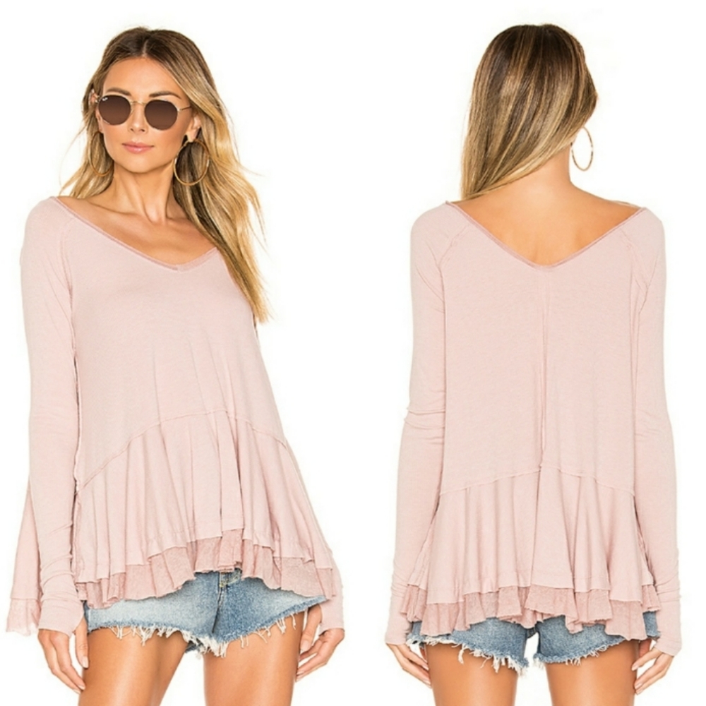 Free People Tangerine Flowing Shirt
